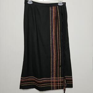 Women's Vintage Southwest Style Fringe Faux Wrap Skirt Size 6P